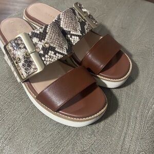 Cole Haan Brown and Snake Print Sandals